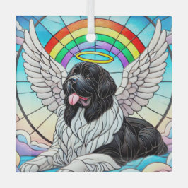 Newf Landseer Angel unter Rainbow Glass Ornament