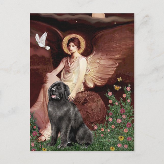 Newfie 2 - Sitzender Engel Postkarte (Vorderseite)