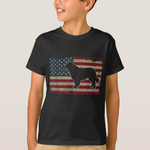 Newfie Dog America Flag Patriotic Dog Lover Gesche T-Shirt