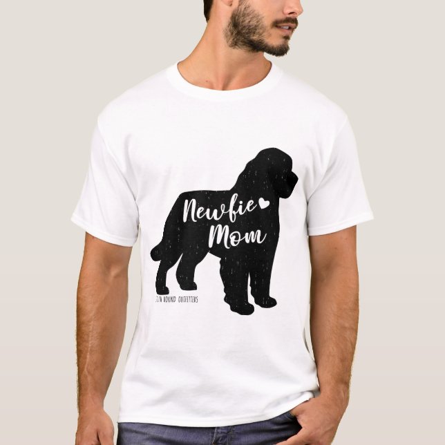 Newfie Mama, Neufundland Hunde Silhouette T-Shirt (Vorderseite)