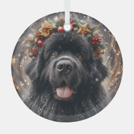 Newfie Weihnachten Wirbel und Glitzer Ornament Aus Glas