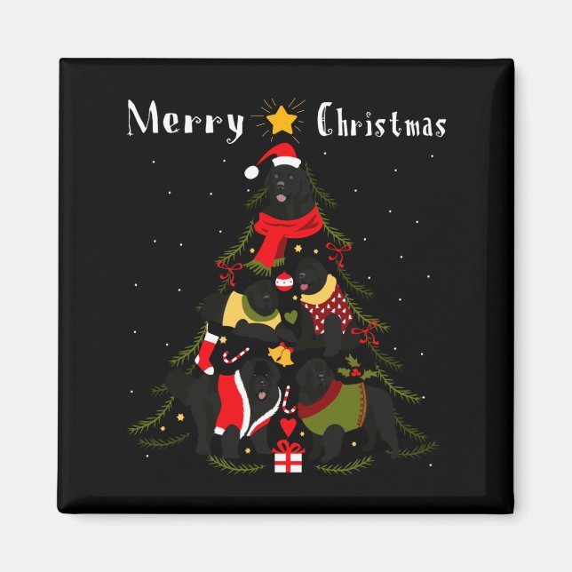 Newfoundland Christmas Tree Xmas Dog Lover  Magnet (Vorne)