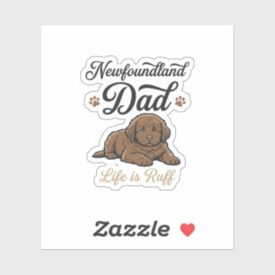 Newfoundland Dad Leben ist hart Vintage Hund Shirt Aufkleber