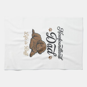 Newfoundland Dad Leben ist hart Vintage Hund Shirt Geschirrtuch