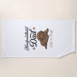 Newfoundland Dad Leben ist hart Vintage Hund Shirt Strandtuch