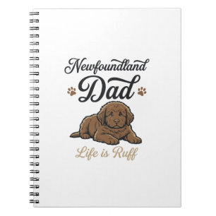 Newfoundland Dad Leben ist rau Vintage Hund Shirt Notizblock