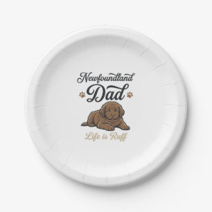 Newfoundland Dad Leben ist rau Vintage-Hund-Shirt Pappteller