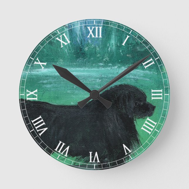 Newfoundland Dog Classic Wall Clock Runde Wanduhr (Vorderseite)
