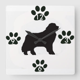 Newfoundland Dog Clock Quadratische Wanduhr