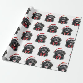Newfoundland Dog with Santa Hat Geschenkpapier