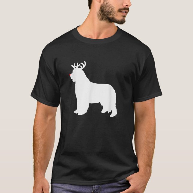 Newfoundland Reindeer Christmas Dog  T-Shirt (Vorderseite)