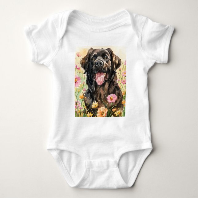 Newfoundland Watercolor Baby Bodysuit Strampler (Vorderseite)