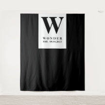 Newly Wed Monogram black Wedding backdrop