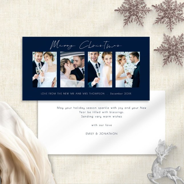 Newlyweds 4 Fotos Navy Frohe Weihnachten (Front and back view)