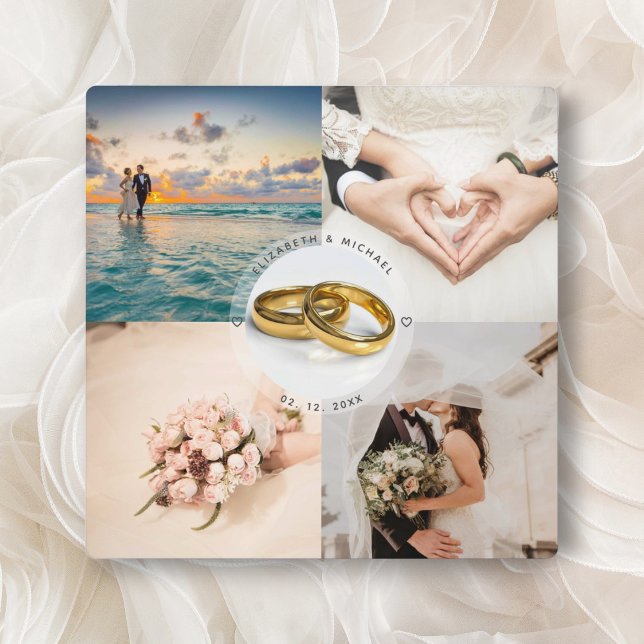 Newlyweds Couple Wedding Anniversary Foto Collage Fotoplatte (Von Creator hochgeladen)