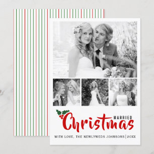 Newlyweds erste Weihnachts-Vier-Foto-Sammelkarte Einladung