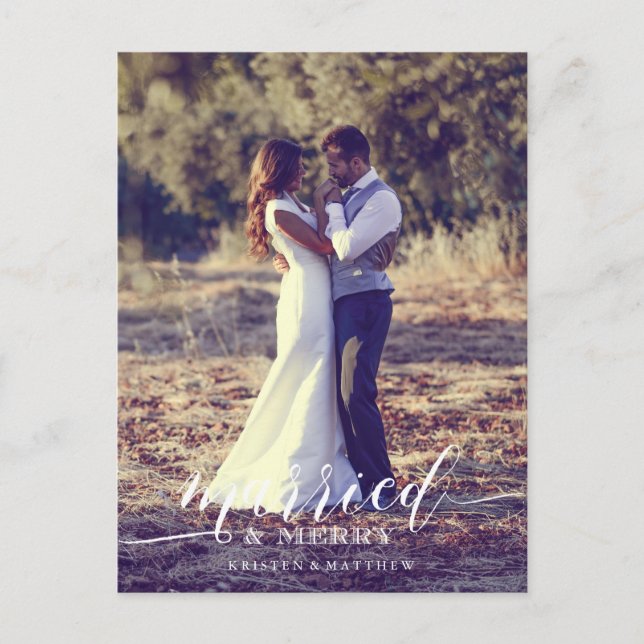 Newlyweds Erste Weihnachtsgeburt Vollblut Foto Postkarte (Vorderseite)