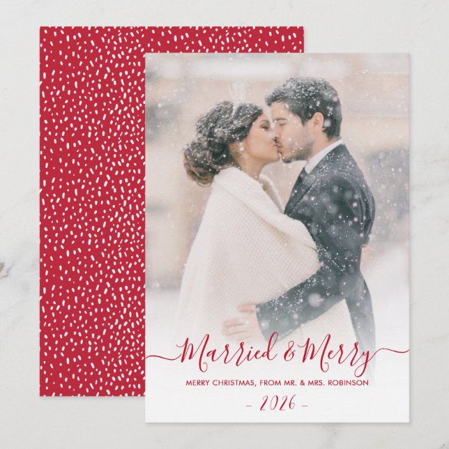Newlyweds Foto Verheiratet und Frohe Weihnachten (Vorne/Hinten)