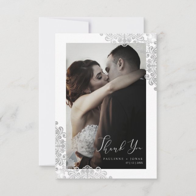 Newlyweds Lace Thank You Guests Photo Wedding (Vorderseite)