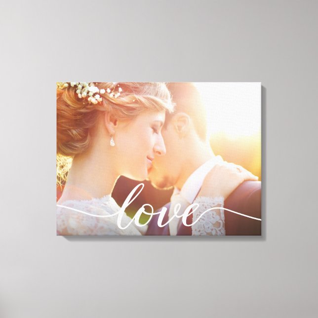 Newlyweds Wedding Custom Foto Liebe Skript Leinwanddruck (Vorderseite)