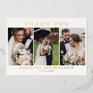 Newlyweds Wedding Foto Collage Vielen Dank Folieneinladung