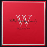 Newlyweds Wedding-Geschenk Monogram Script Moderne Serviette<br><div class="desc">Newlyweds Wedding Geschenk Monogram Script Moderne Chic Tuch Napkin. Personalisiertes, weißes Monogramm-Design mit karkohlegrauer Schrift, und der Nachname und das Datum der Braut und des Bräutigams, die auf einem reichen roten Hintergrund aufgebaut sind. Ein Sake-Geschenk für Neuvermählte. Lieblich für ihr neues Leben zusammen. Auch macht ein schönes Haus Erwärmung Geschenk....</div>