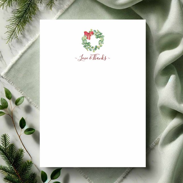 Newlywings Christmas Dankeschön Karten (Personalized Christmas notecards watercolor wreath art by Victoria Grigaliunas Do Tell A Belle)