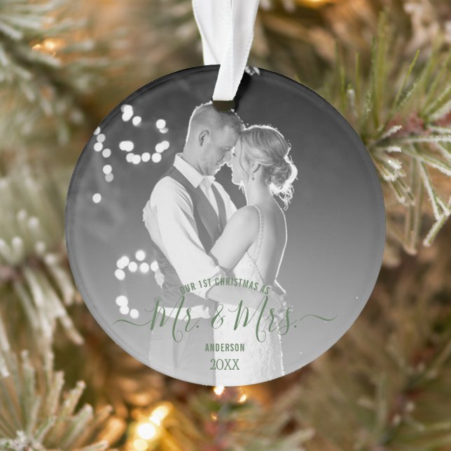 Newlywings First Christmas Simple Foto Ornament (Baum)