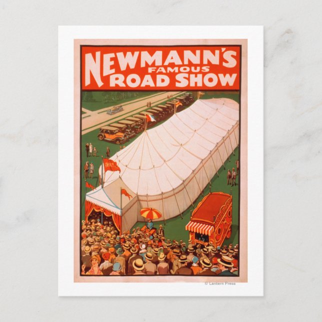 Newmanns berühmtes Magic Road Zelt Show Poster Postkarte (Vorderseite)
