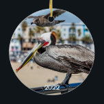Newport Beach 2 sided round Ceramic Ornament<br><div class="desc">Beautiful Newport Beach in Southern California with the Balboa Pier.  This two sided ornament is vibrant with different views and makes a great vacation memento.</div>