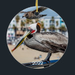 Newport Beach 2 sided round Ceramic Ornament<br><div class="desc">Beautiful Newport Beach in Southern California with the Balboa Pier.  This two sided ornament is vibrant with different views and makes a great vacation memento.</div>