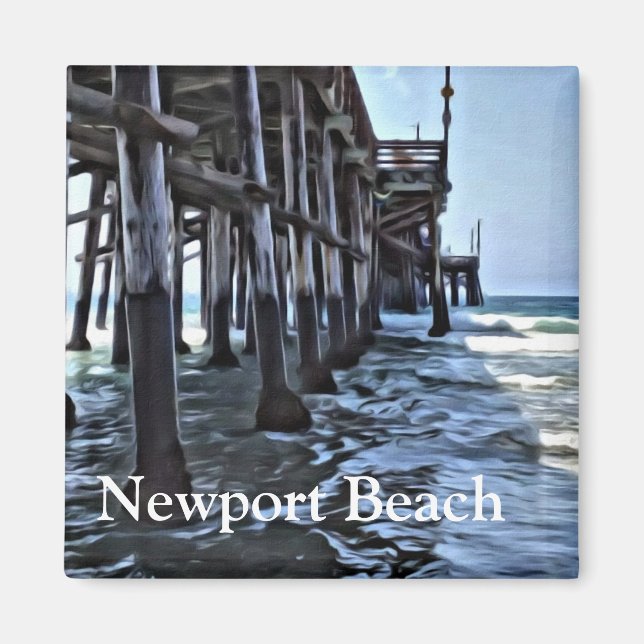 Newport Beach - 2 Zoll Square Magnet (Vorne)