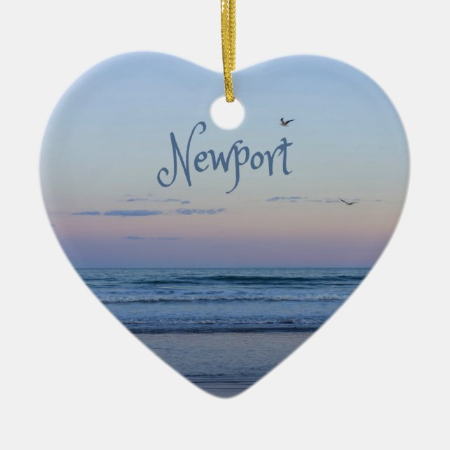 Newport Beach California Ocean Sunrise Blue Keramik Ornament (Vorne)