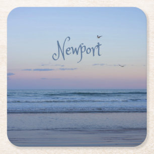 Newport Beach California Ocean Sunrise Blue Rechteckiger Pappuntersetzer