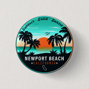 Newport Beach California Retro Sunset Souvenir 60e Button