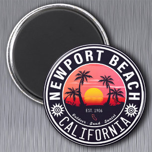 Newport Beach California Retro Sunset Souvenir 80e Magnet