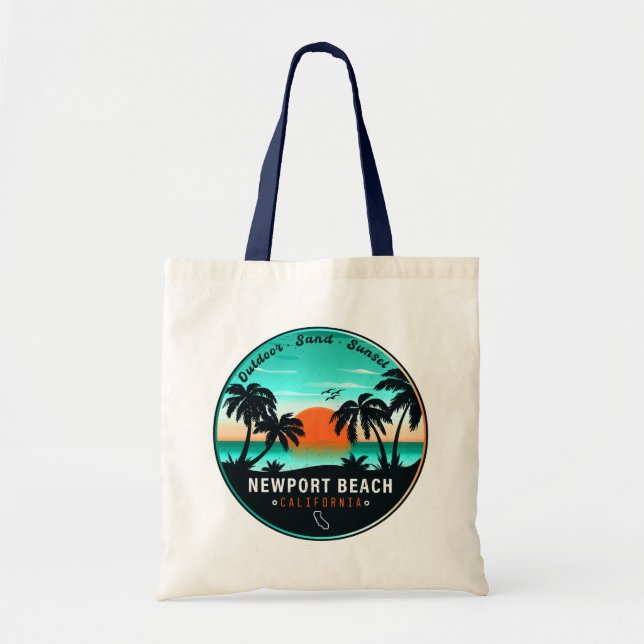 Newport Beach California Retro Sunset Souvenir 80e Tragetasche (Vorne)