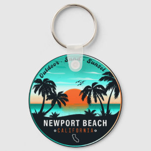 Newport Beach California Retro Sunset Vacation 80e Schlüsselanhänger