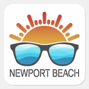 Newport Beach California Sonnenbrillen Quadratischer Aufkleber