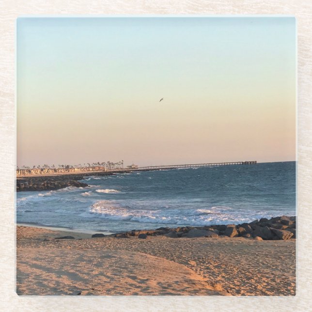 Newport Beach in Sunset, Kalifornien Glasuntersetzer (Vorderseite)