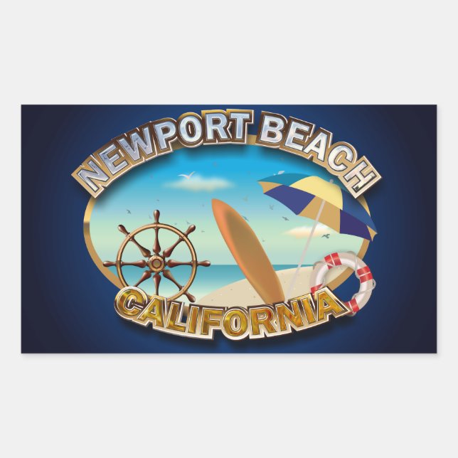 Newport Beach, Kalifornien Rechteckiger Aufkleber (Vorderseite)