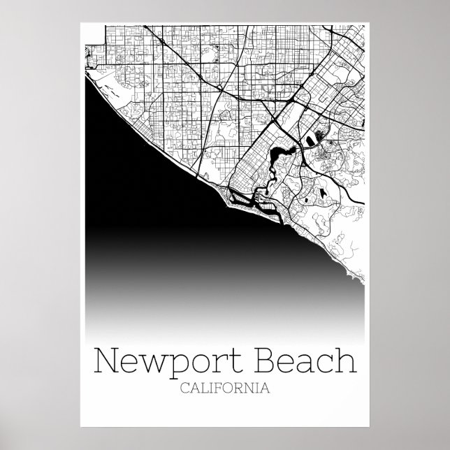 Newport Beach Map - Kalifornien - City Map Poster (Vorne)