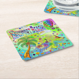 Newport Beach Zeitlose Melodie Coaster Rechteckiger Pappuntersetzer