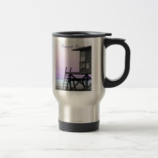 Newport Lifeguard Tower Tinted Foto Tasse (Rechts)