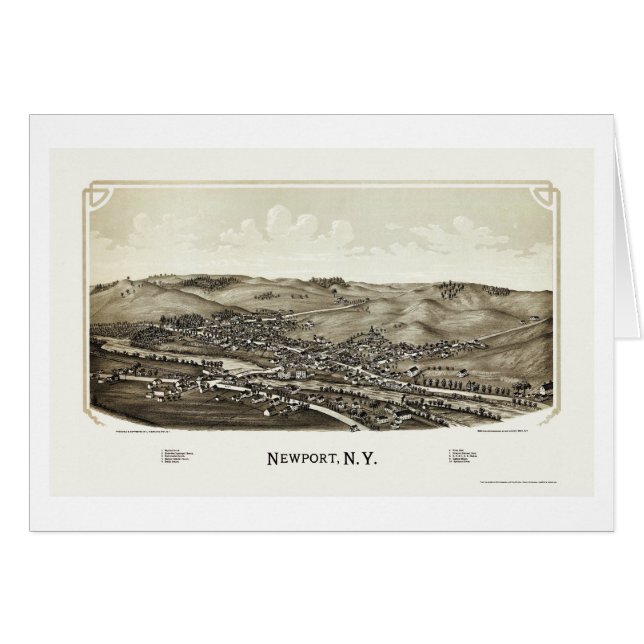 Newport, NY panoramische Karte - 1890 (Vorderseite (Horizontal))