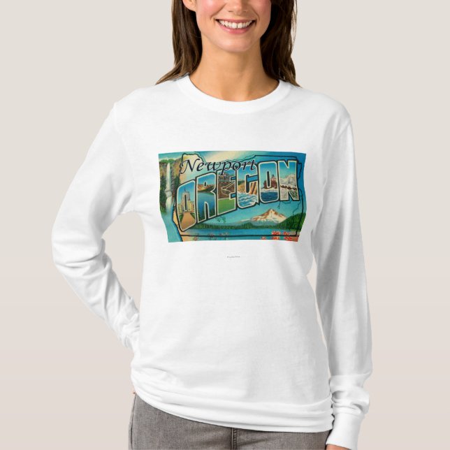 Newport, Oregon - große Buchstabe-Szenen T-Shirt (Vorderseite)