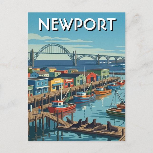 Newport Oregon-Küste Postkarte (Vorderseite)