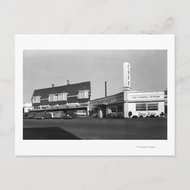 Newport, Oregon View Bay Way Caf � Foto Postkarte (Vorderseite)