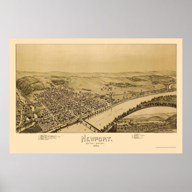 Newport, PA Panoramic Map - 1895 Poster (Vorne)