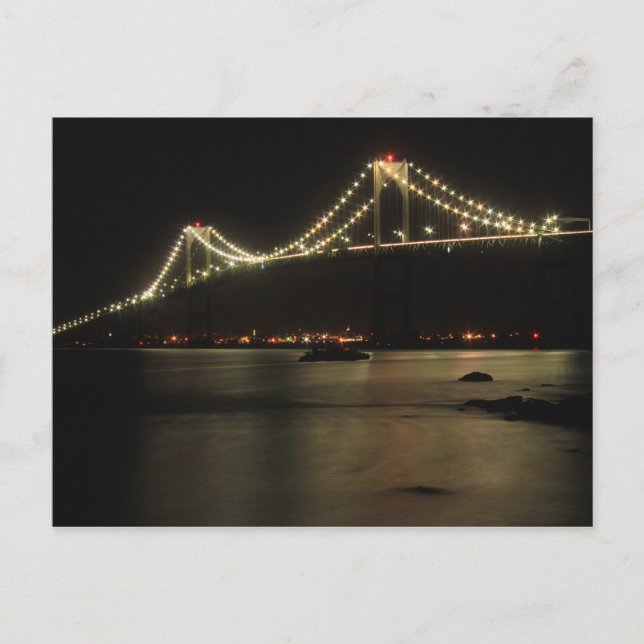 Newport Pell Bridge Narragansett Bay Night Postkarte (Vorderseite)